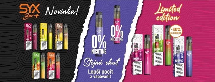 ukážka noviniek jednorázových elektronických cigariet  od SYX