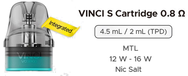 vinci S cartridge 2ml 0,8ohm - specification