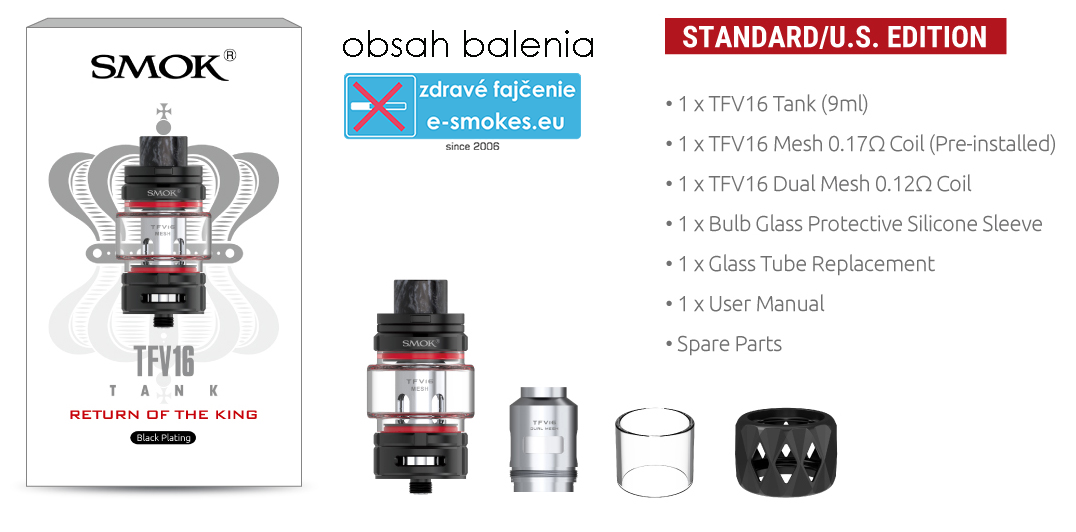 Smoktech TFV16 Tank clearomizér 9,0ml - 7 color