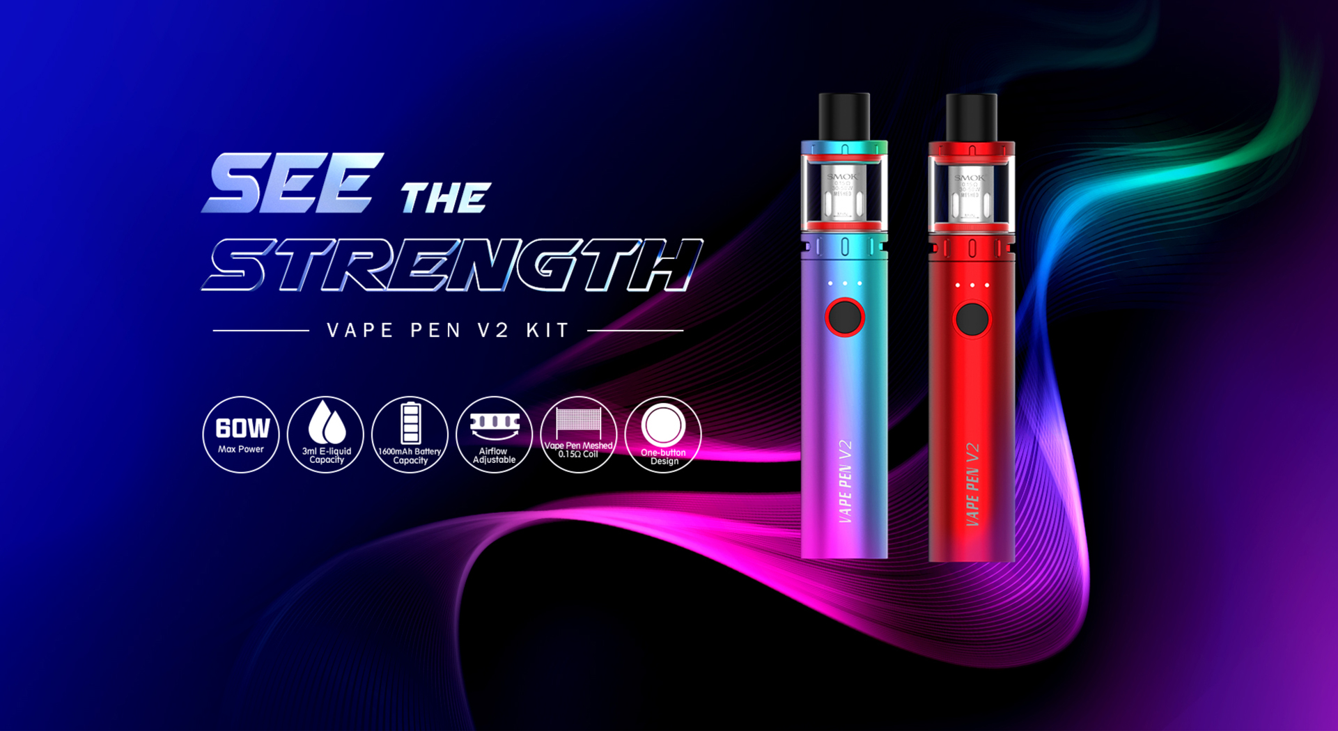 SmokTech VAPE PEN V2 1600mAh - 7Color