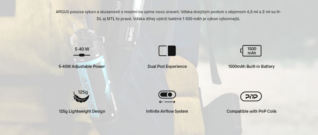 VOOPOO Argus 40W 1500mAh - Denim and Silver