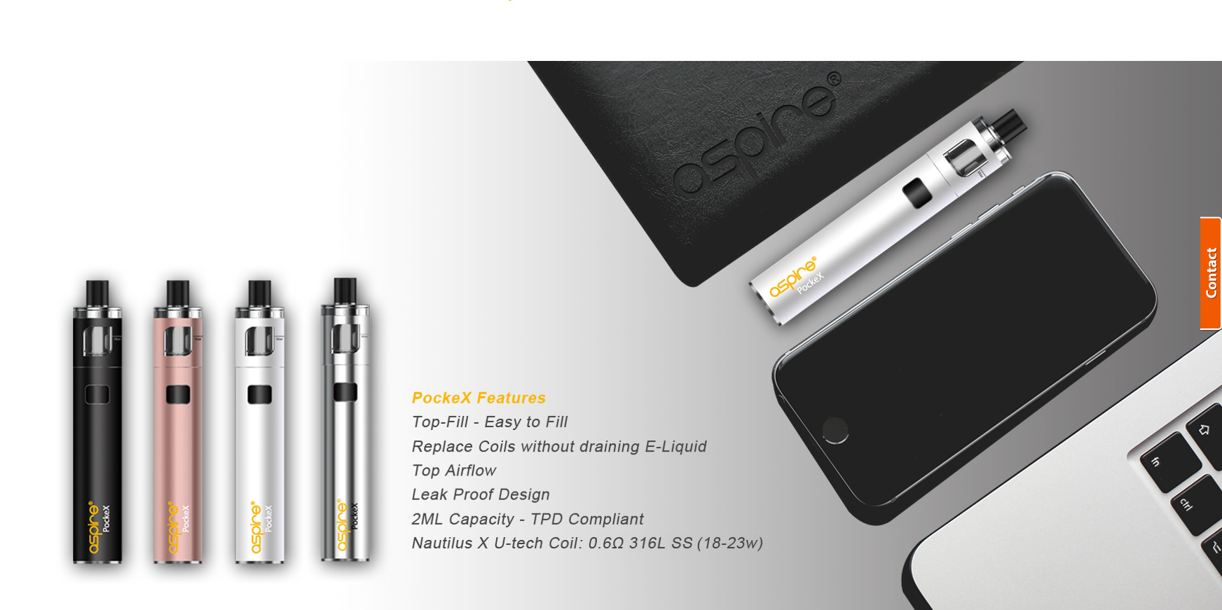 Aspire PockeX Anniversary 1500 mAh – White Pink