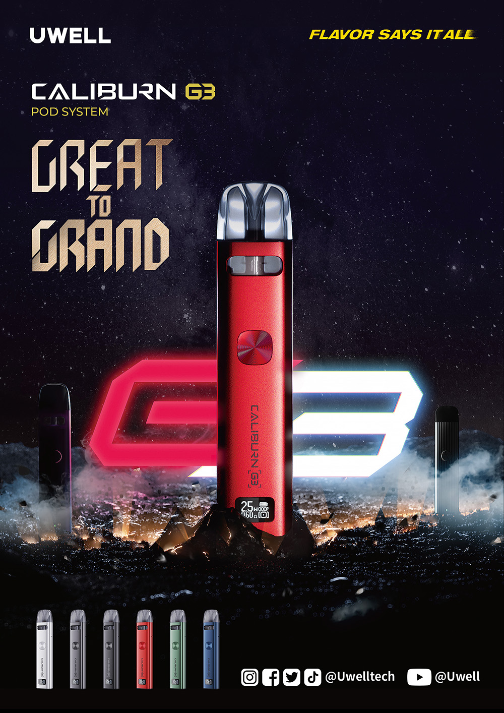 Uwell Caliburn G3 Pod Kit 900 mAh Red 1 ks