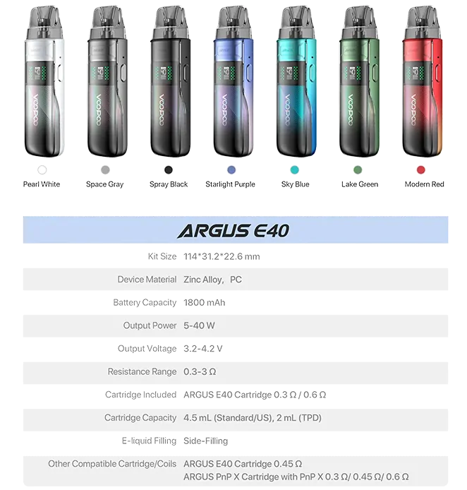 VOOPOO ARGUS E40 cartridge 0,6 ohm 4,5 ml 