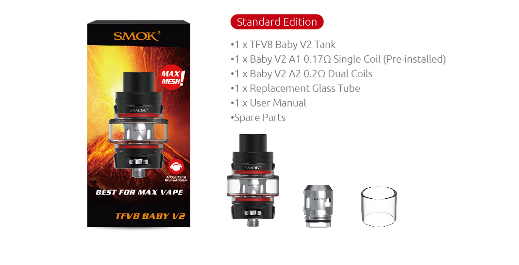 SmokTech TFV8 BABY V2 clearomizer 5ml - čierny