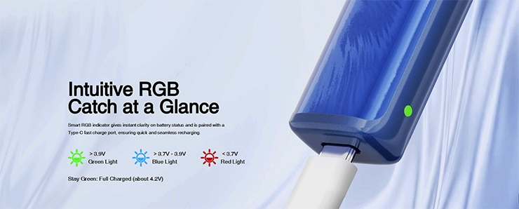 led indikator stavu batérie ukazuje rozsah nabitia farebným odtieňom