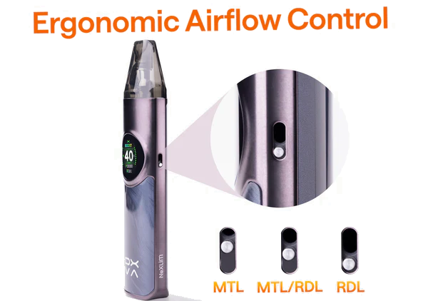 ergonomicky umiestnené airflow v dosahu palca