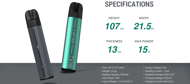 Smoktech Solus2 specifications