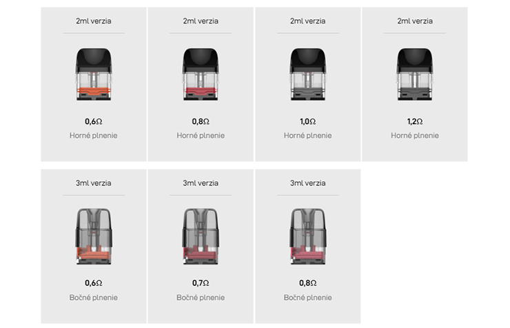 používa celu radu cartridge (POD) z rodiny XROS. Vaper má veľa možnosti nastavenia osobných preferencií