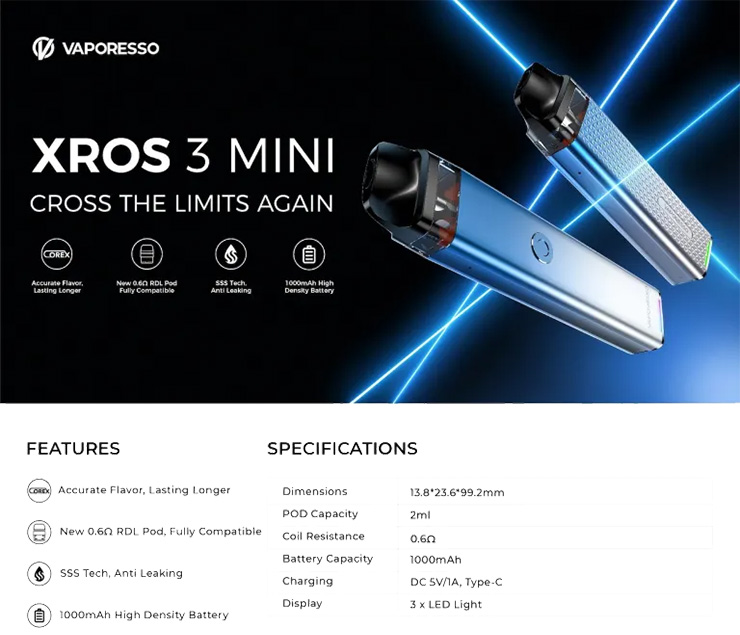 Vaporesso XROS 3 Mini Pod elektronická cigareta prekračuje limity